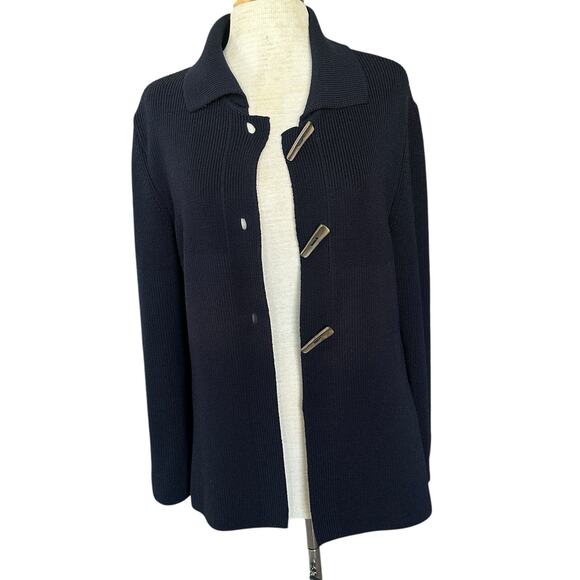 Saint James Pure Wool Knit Navy Cardigan Sweater Big Button Women’s US 6 UK 10 - Picture 1 of 12